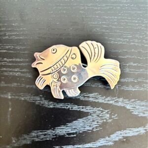 Mexican 925 Sterling Gold Fish Pin/Broach